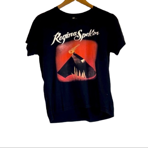 Earth Positive Tops - Regina Spektor Red & Black Tee Shirt